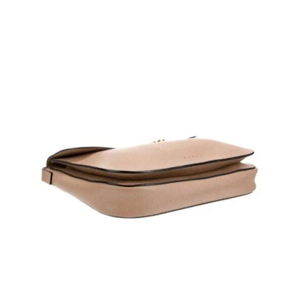 Marni Beige Leather Pushlock Saddle Shoulder Crossbody Bag Adjustable Strap - Picture 11 of 16